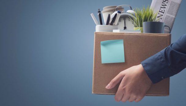 Office,Worker,Carrying,Personal,Belongings,In,A,Box,After,Being