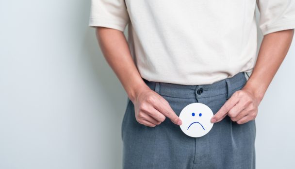 Older,Man,Holding,Bad,Mood,Paper,On,Prostate,Gland,Or