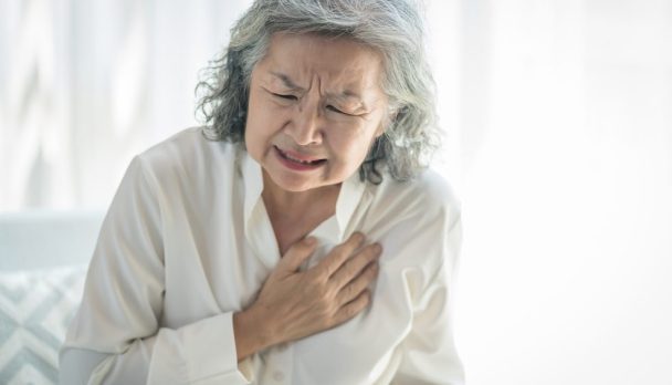 Portrait,Senior,Woman,Suffering,With,Chest,Pain,Alone,At,Home,elderly,health