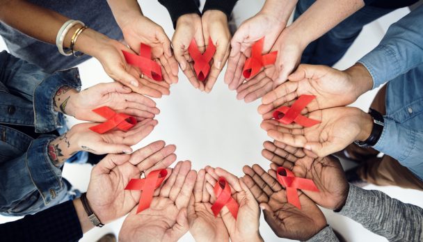 Group,Of,Hands,Holding,Red,Ribbon,Stop,Drugs,And,Hiv/aids